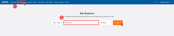 Site explorer on Ahrefs